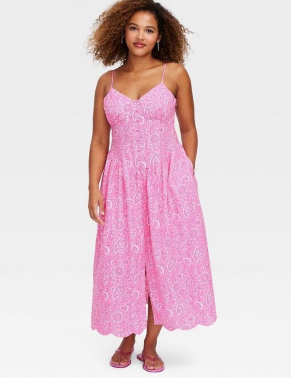 Women's Paisley Floral Drop
Waist Midi A-Line Dress Pink -
Roller Rabbit L